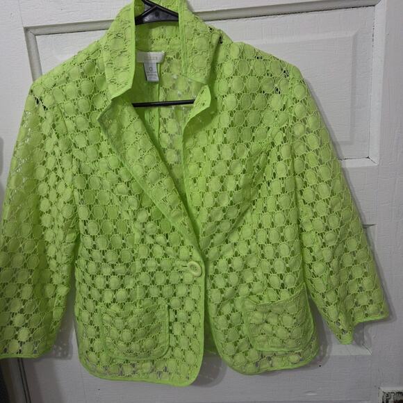 Chico's neon green bright summer blazer womens size 0 / XS - Picture 3 of 8